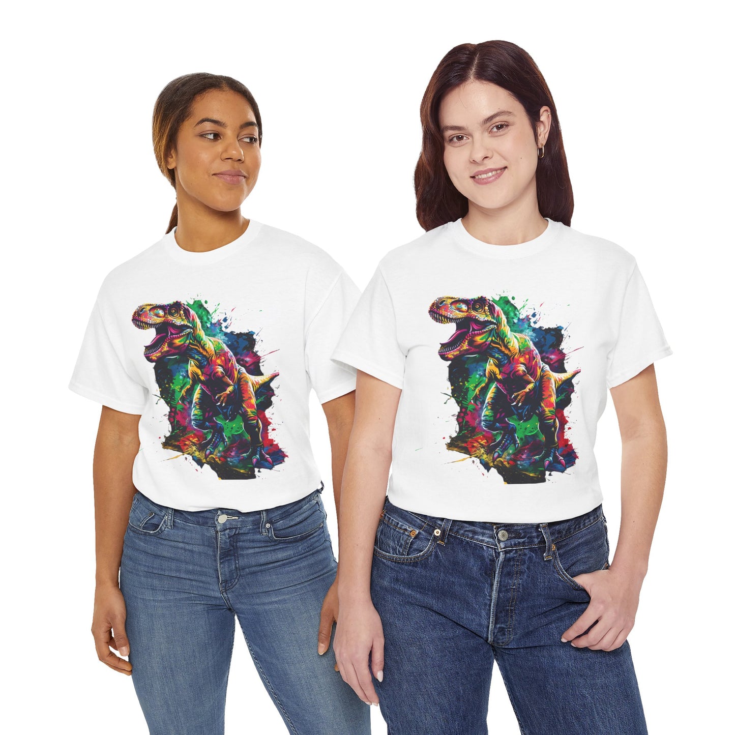 Colorful T-Rex Unisex Heavy Cotton Tee | T-Rex Rebel Frequency