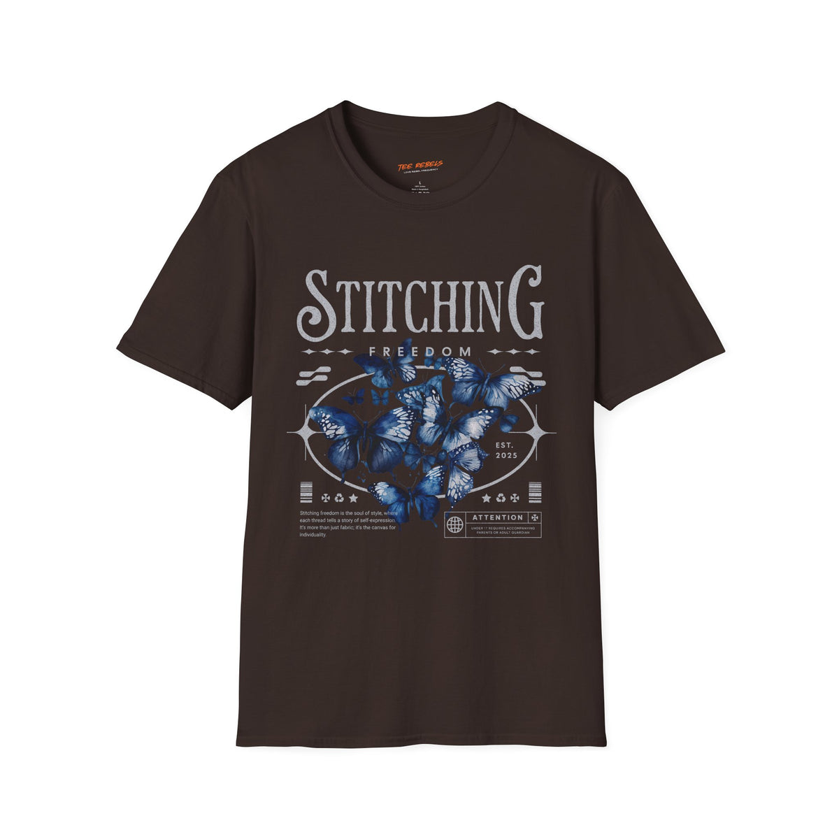 Stitching Butterfly Spread Love Rose Graphic T-Shirt