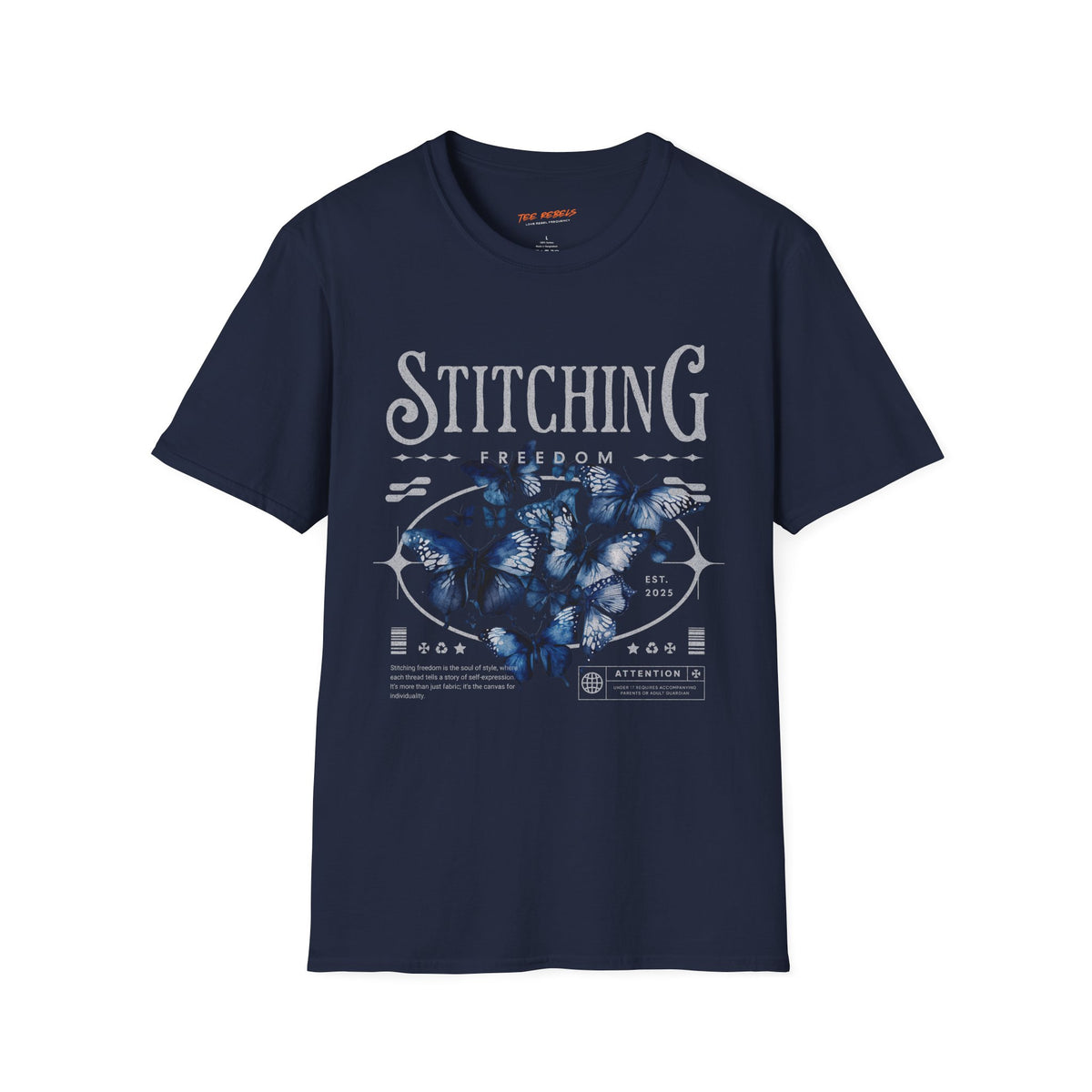 Stitching Butterfly Spread Love Rose Graphic T-Shirt