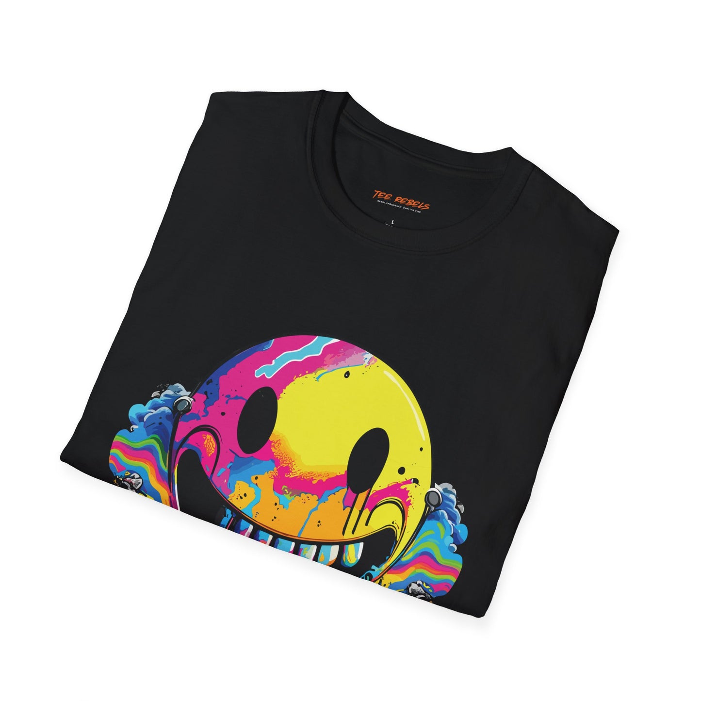 Vibrant Smiley Graphic Unisex Softstyle T-Shirt | Smile Rebel Frequency