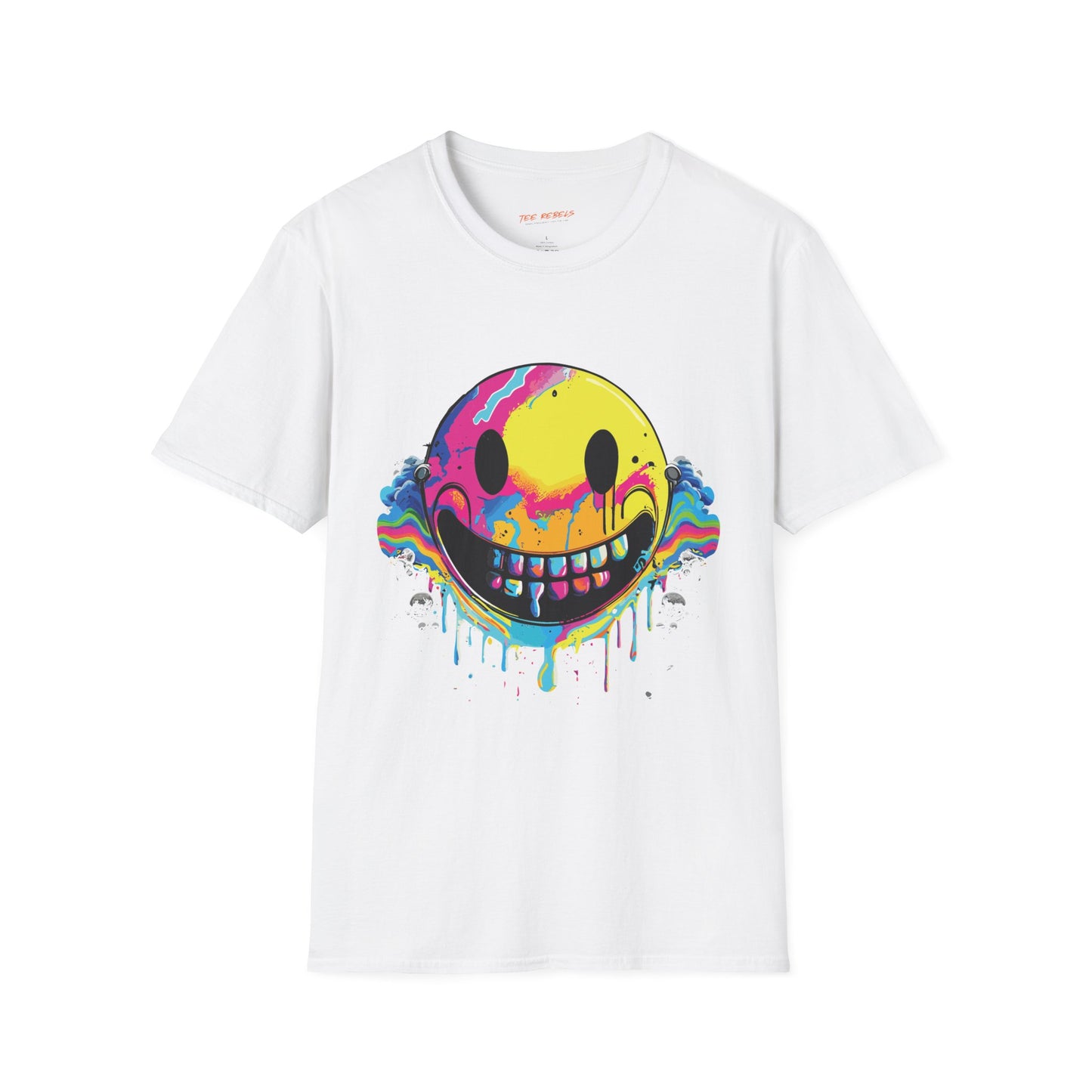 Vibrant Smiley Graphic Unisex Softstyle T-Shirt | Smile Rebel Frequency