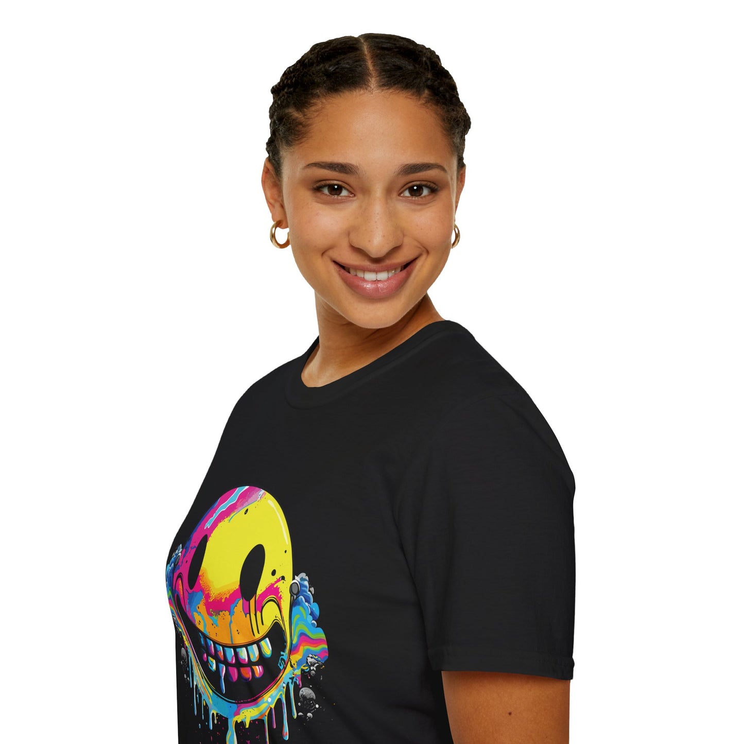 Vibrant Smiley Graphic Unisex Softstyle T-Shirt | Smile Rebel Frequency