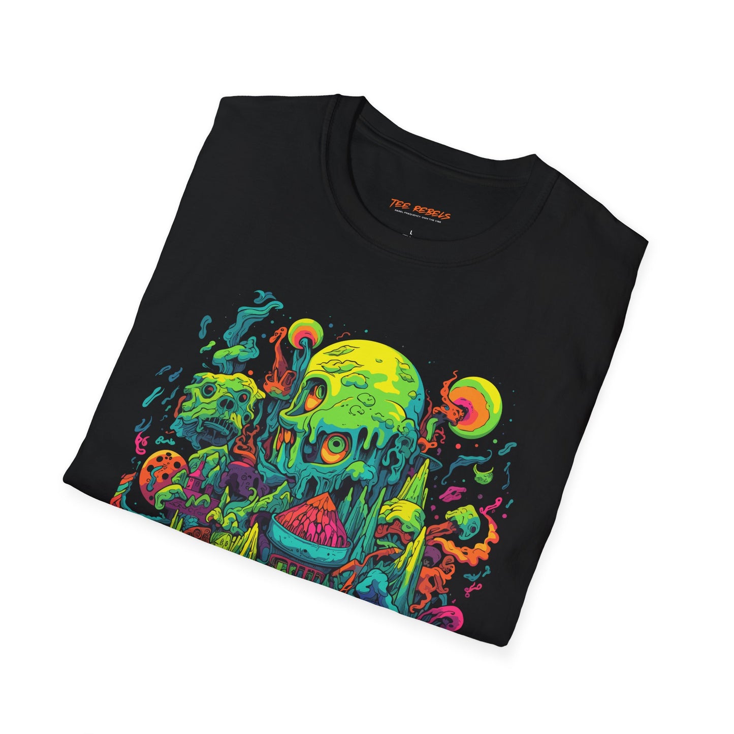 Psychedelic Fantasy Mushroom Art Unisex Softstyle Tee | Mushroom Rebel Frequency