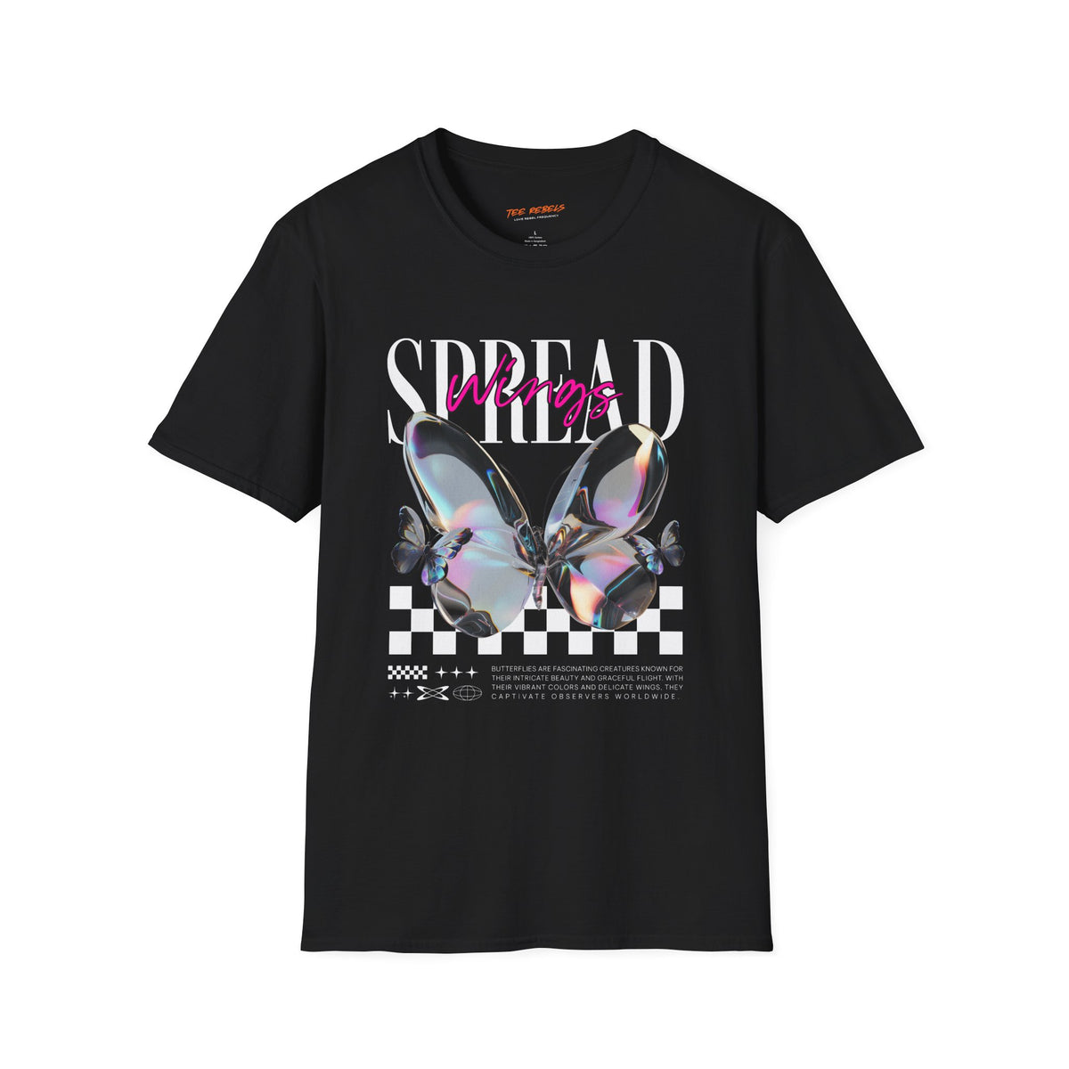 Spread Wings Spread Love Rose & Butterfly Graphic T-Shirt