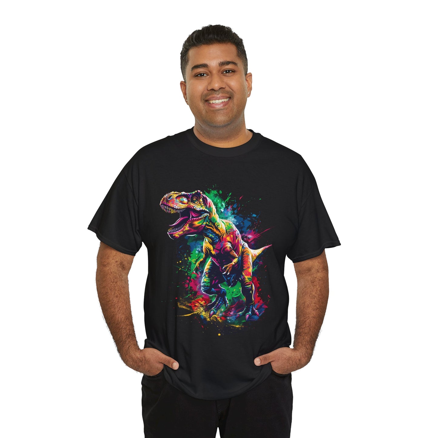 Colorful T-Rex Unisex Heavy Cotton Tee | T-Rex Rebel Frequency