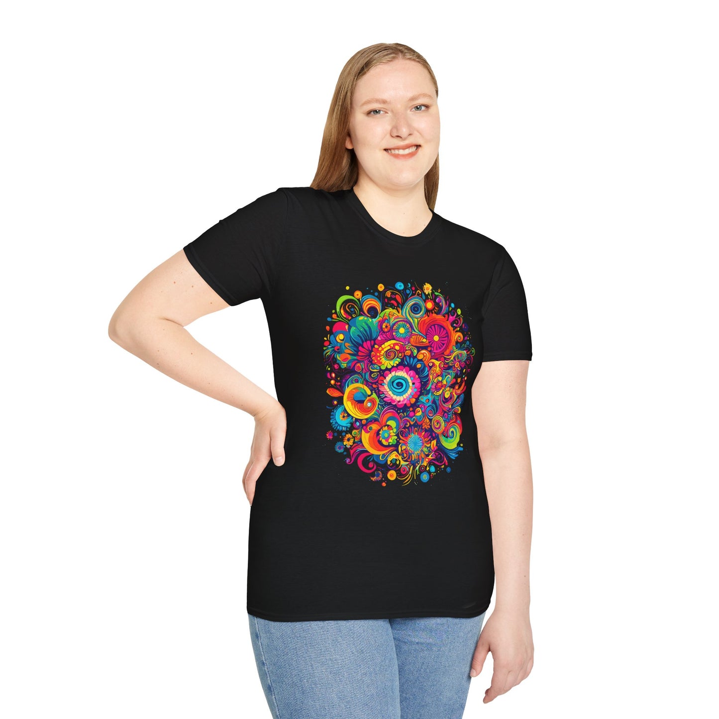 Psychedelic Swirl Unisex Softstyle T-Shirt | Swirl Rebel Frequency