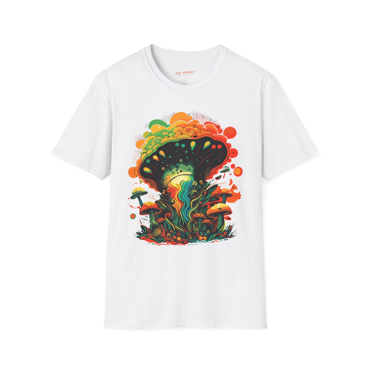 Psychedelic Mushroom Unisex Softstyle T-Shirt | Psychedelic Mush Rebel Frequency