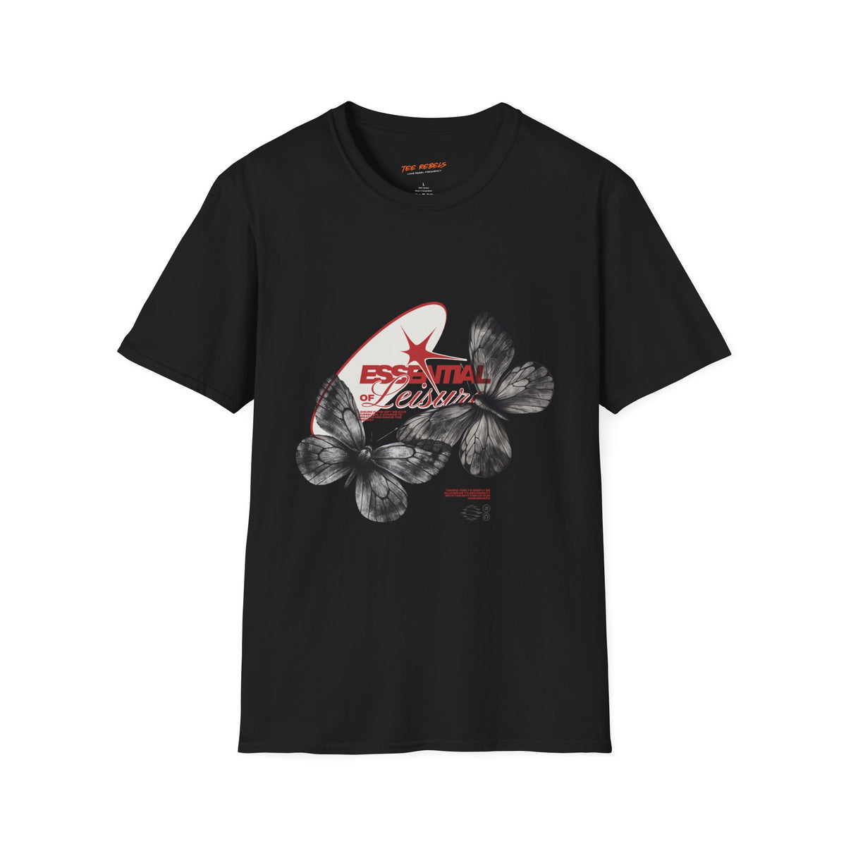 Essential of Leisure Butterfly Spread Love Rose Graphic T-Shirt