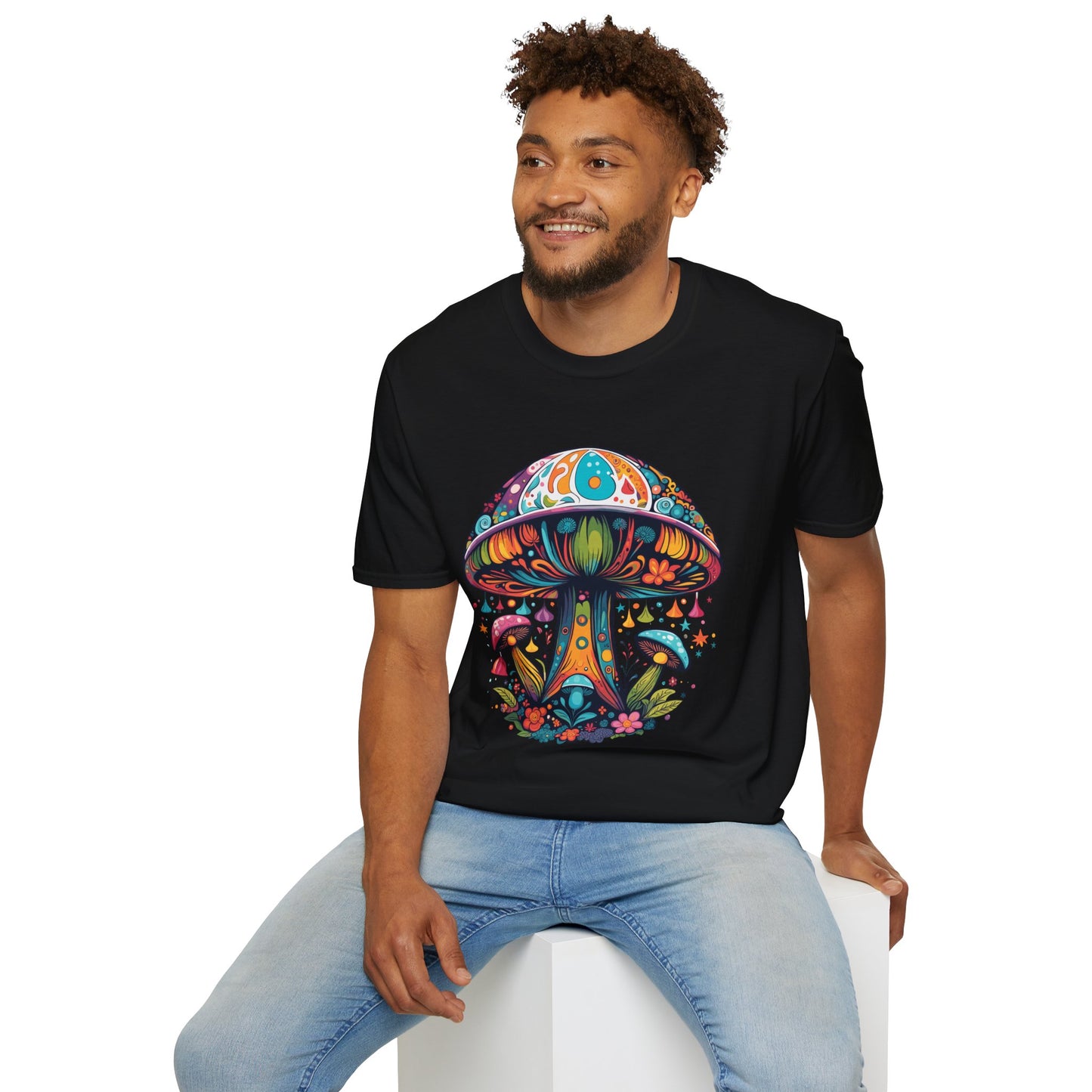 Psychedelic Mushroom Unisex Softstyle T-Shirt | Mush Rebel Frequency