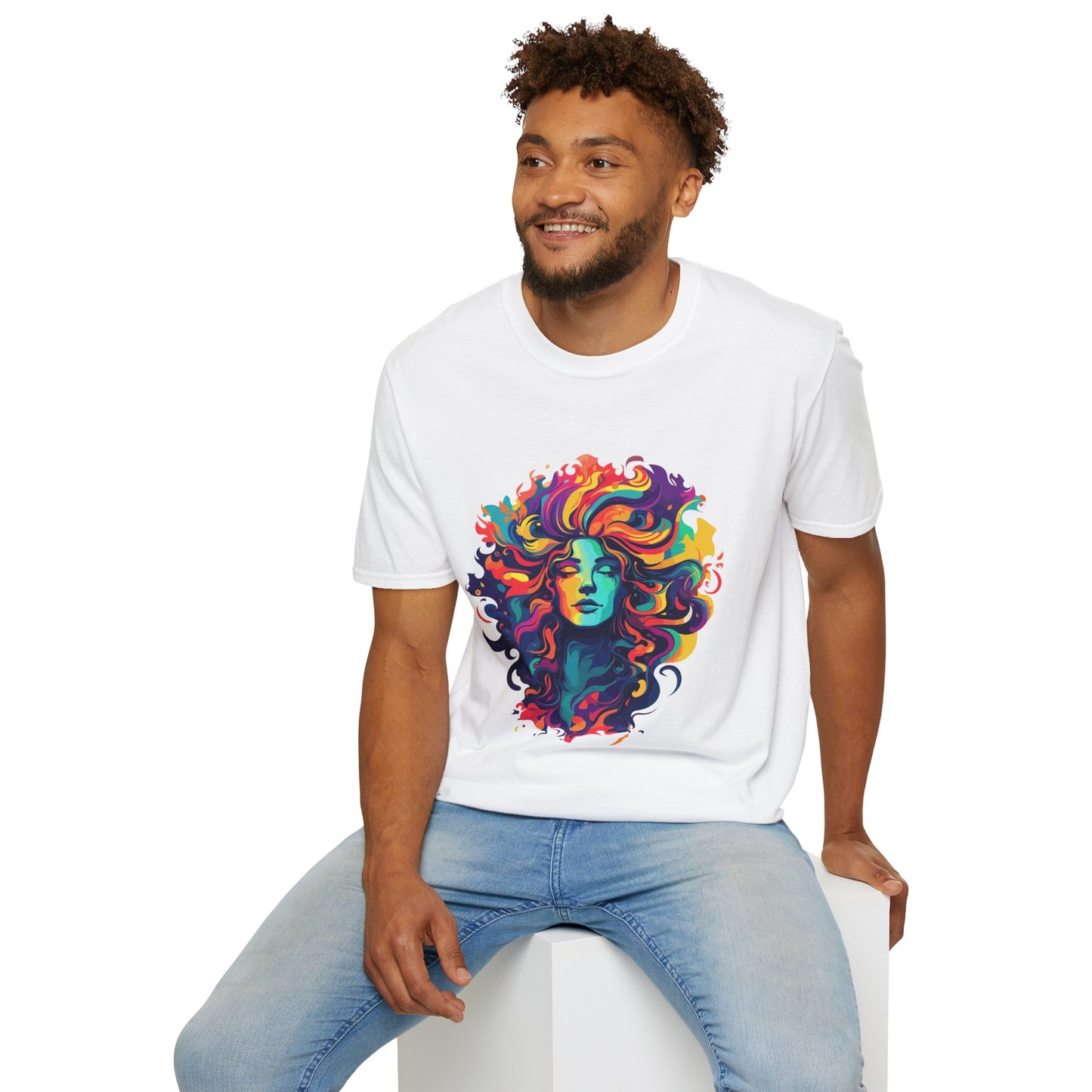 Psychedelic Bohemian Goddess Unisex Softstyle T-Shirt | Bohemian Rebel Frequency