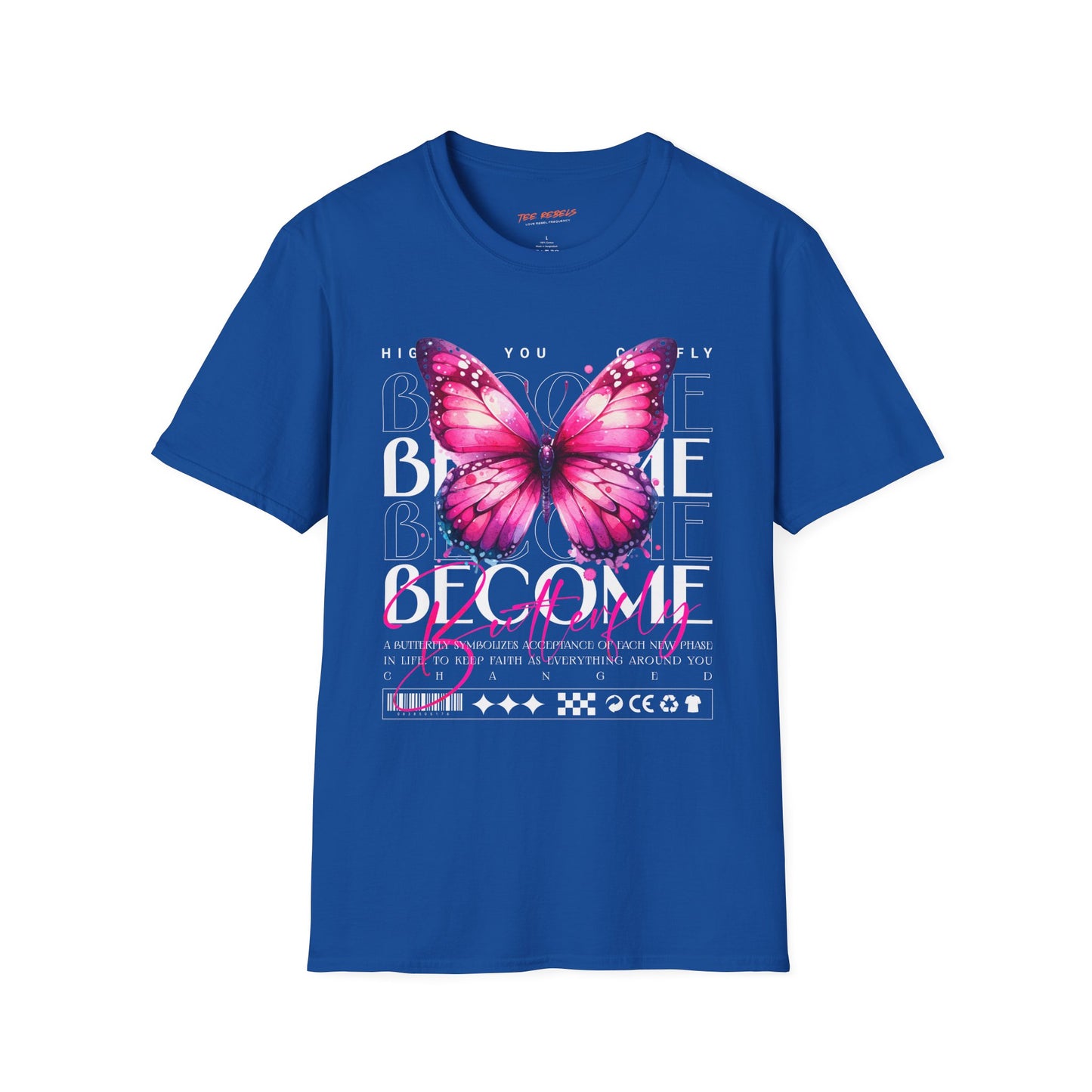 Become Butterfly T-Shirt — Pink Butterfly & "Spread Love" Rose Graphic Tee