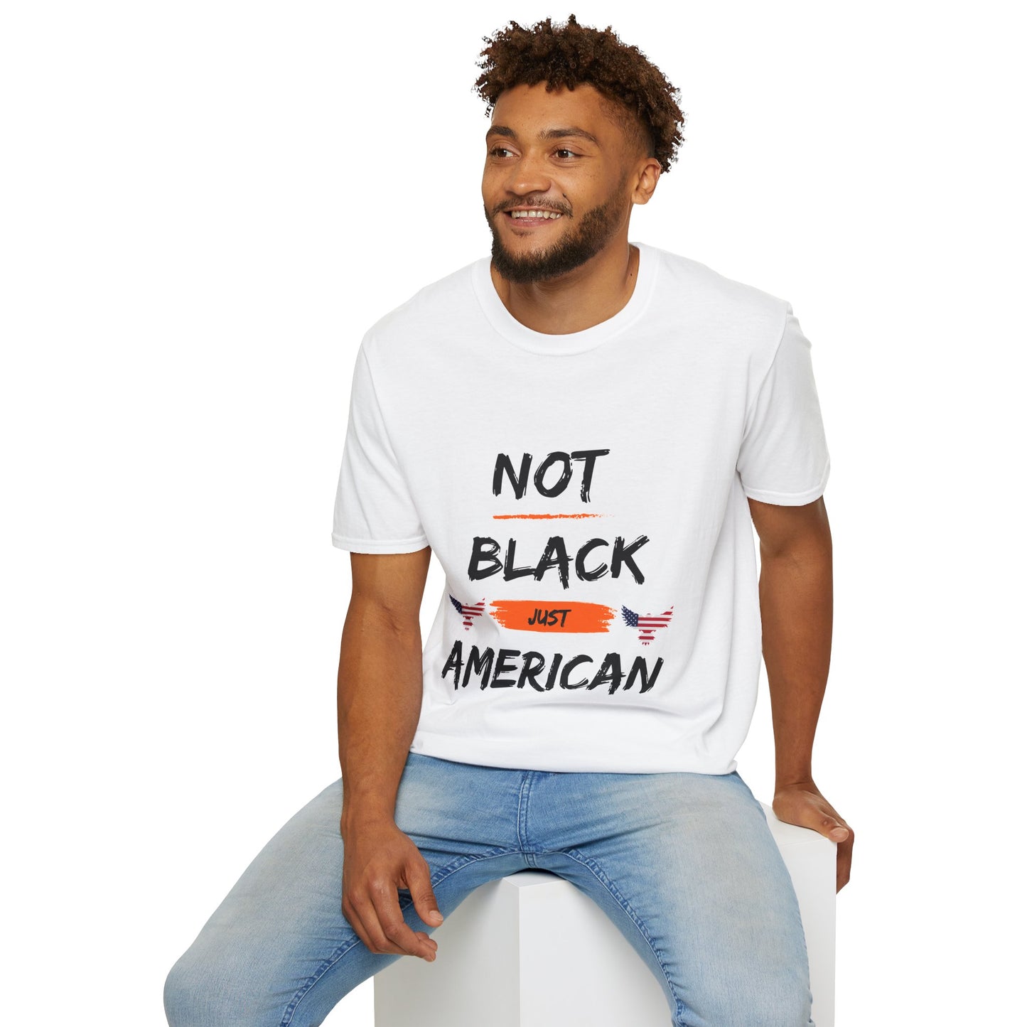 Not Black Just American Unisex Softstyle T-Shirt - Identity Rebel Frequency