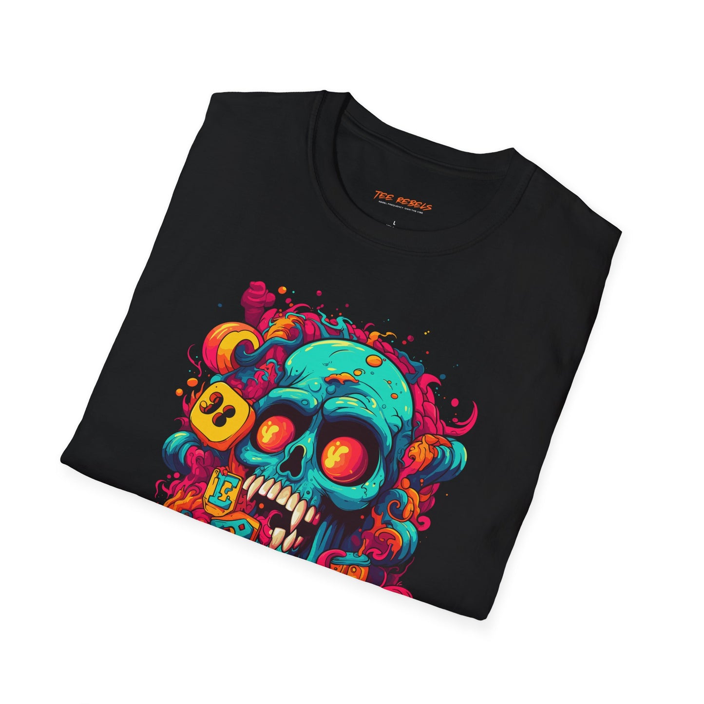 Psychedelic Skull Graphic Unisex Softstyle T-Shirt | Skull Rebel Frequency