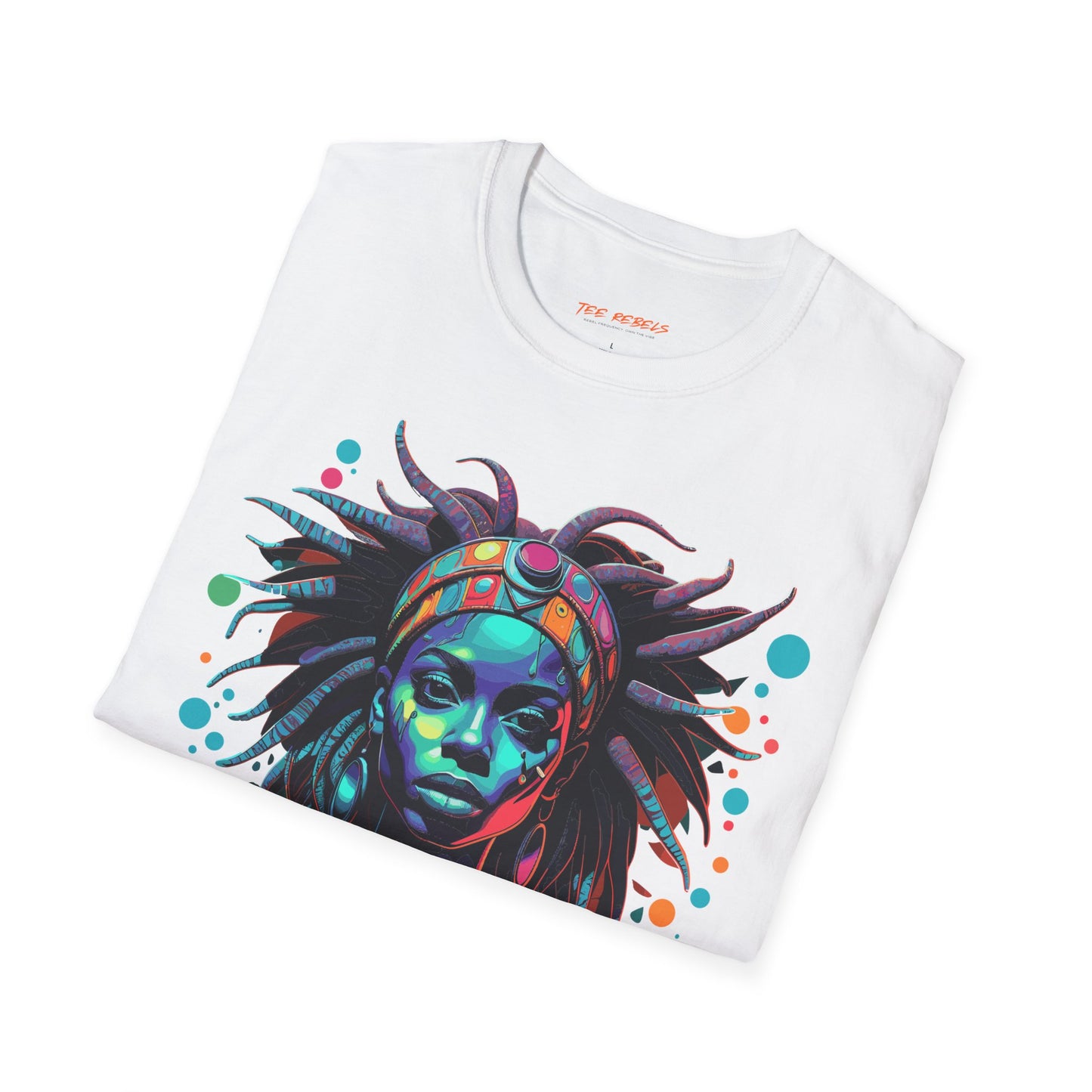 Psychedelic Afrocentric Lady Unisex Softstyle T-Shirt | Afro Rebel Frequency