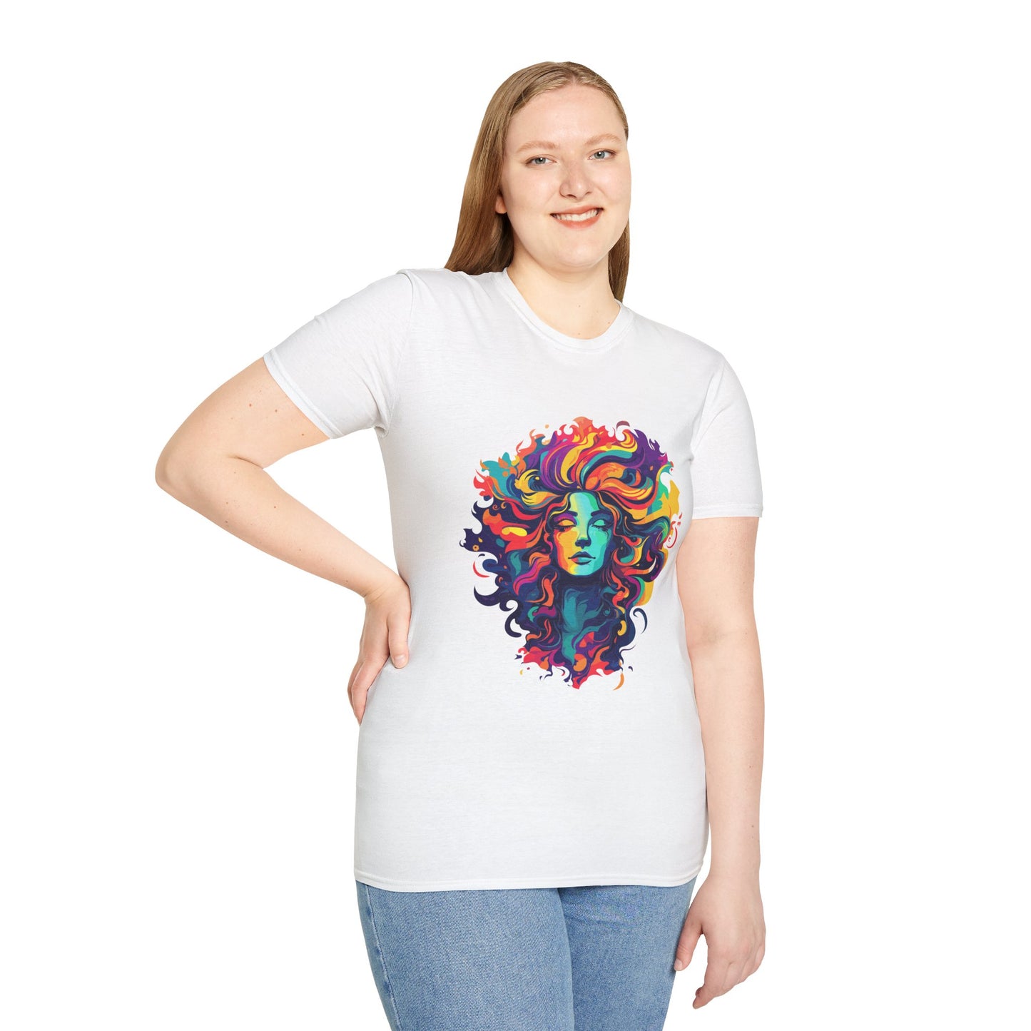 Psychedelic Bohemian Goddess Unisex Softstyle T-Shirt | Bohemian Rebel Frequency