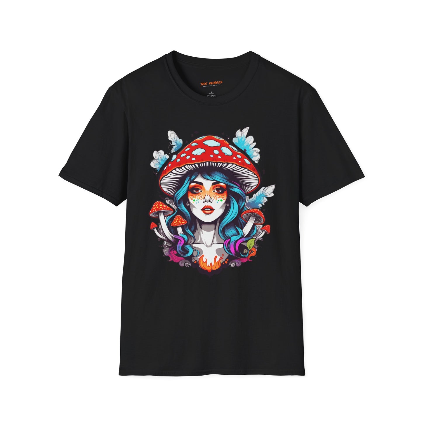 Fantasy Mushroom Lady Unisex Softstyle Tee | Mush Rebel Frequency