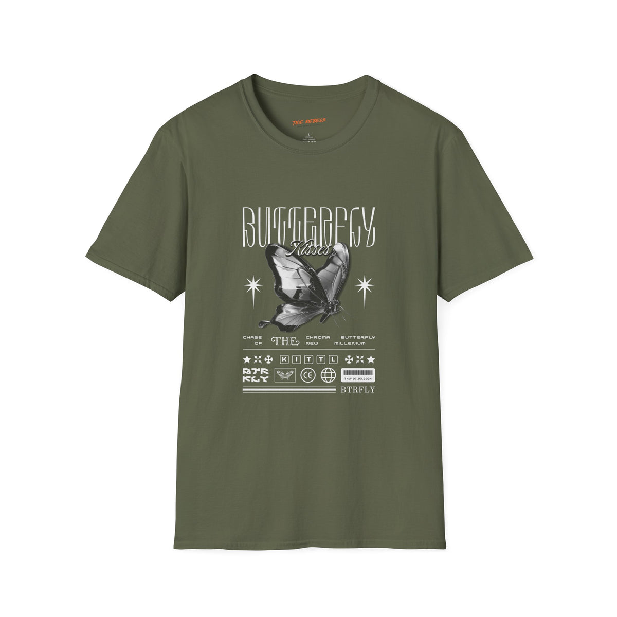Butterfly Sci-Fi Spread Love Rose Graphic T-Shirt