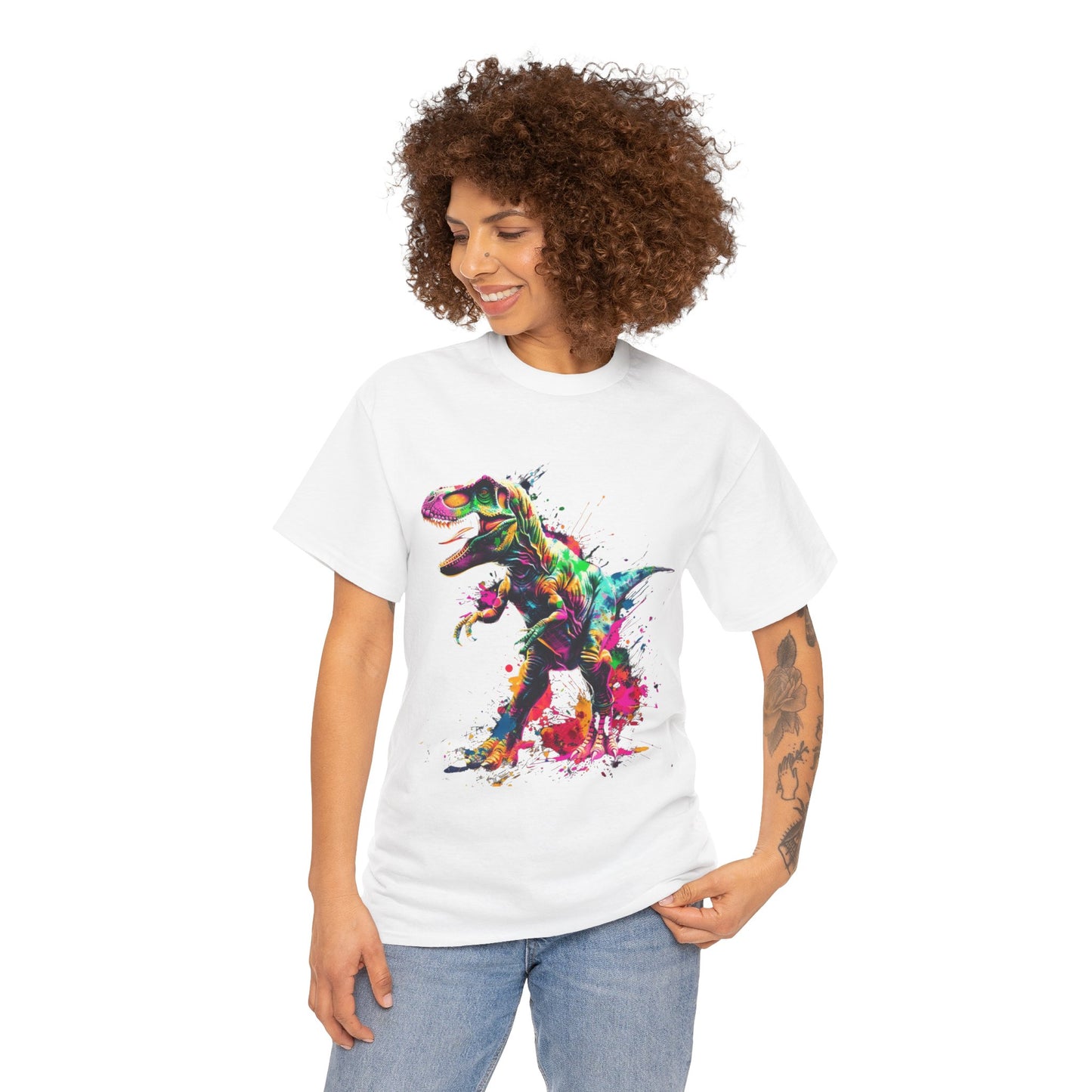 Dinosaur T-Rex Graphic Unisex Heavy Cotton Tee | T-Rex Rebel Frequency