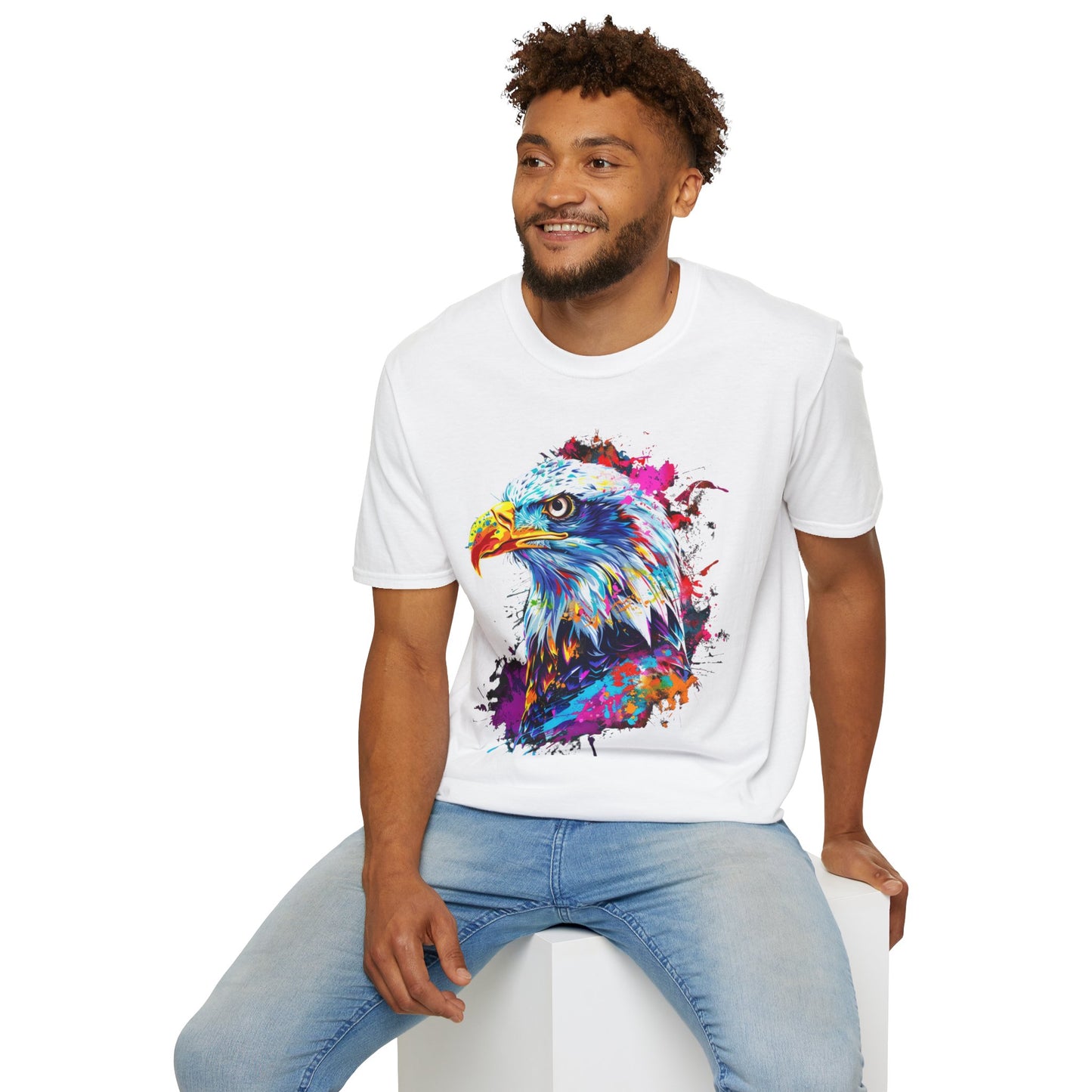 Vibrant Eagle Graphic Tee Unisex Softstyle T-Shirt | Eagle Rebel Frequency