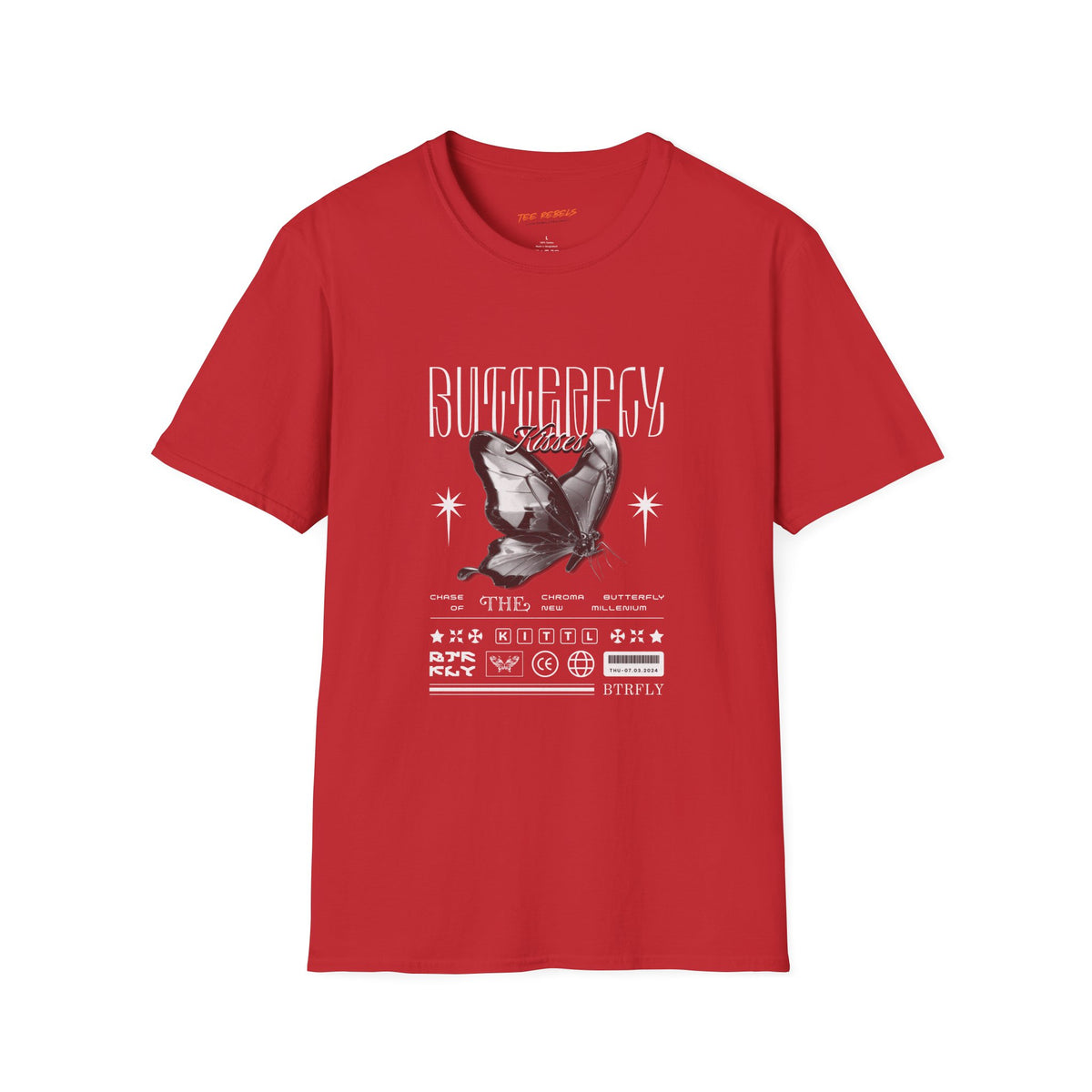 Butterfly Sci-Fi Spread Love Rose Graphic T-Shirt