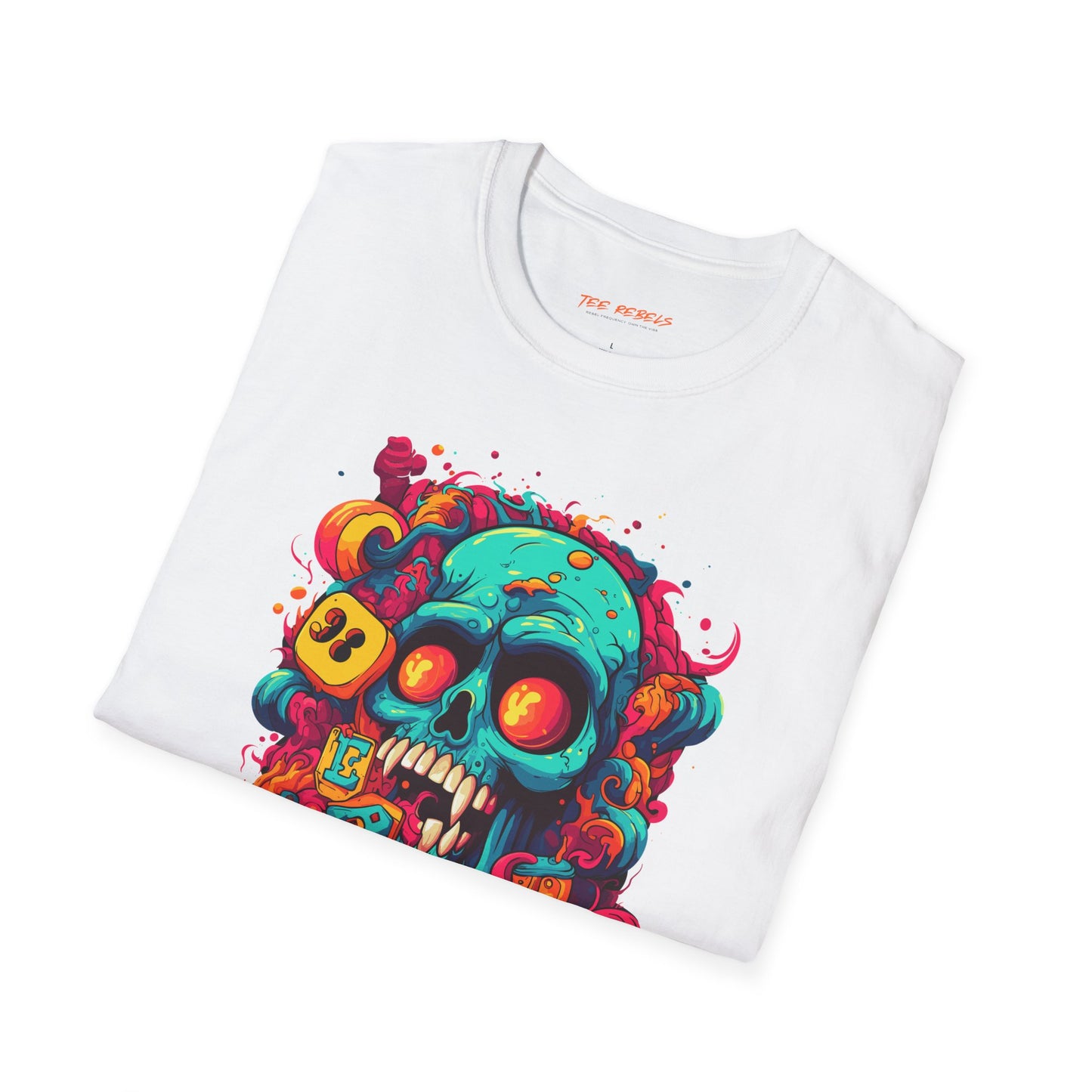 Psychedelic Skull Graphic Unisex Softstyle T-Shirt | Skull Rebel Frequency