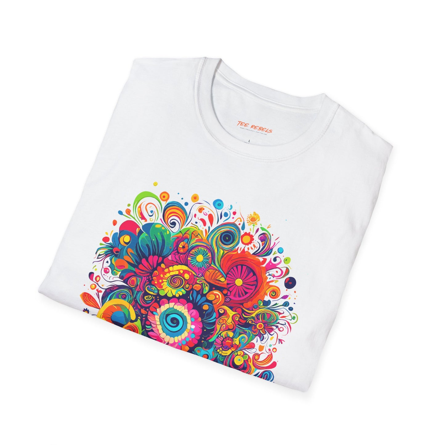 Psychedelic Swirl Unisex Softstyle T-Shirt | Swirl Rebel Frequency