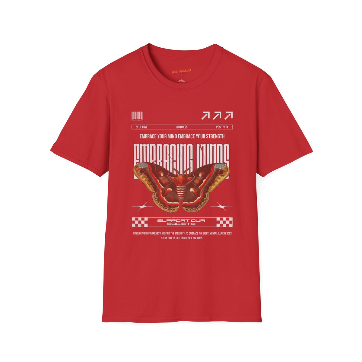 Embracing Minds Butterfly Spread Love Rose Graphic T-Shirt