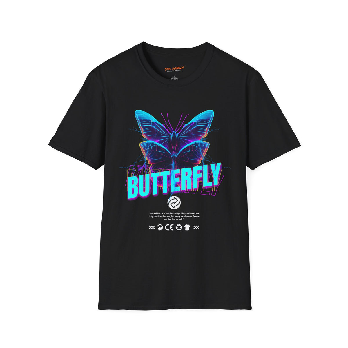 Butterfly Graphic Tee — 'Butterfly' Front & 'Spread Love' Rose Back T-Shirt