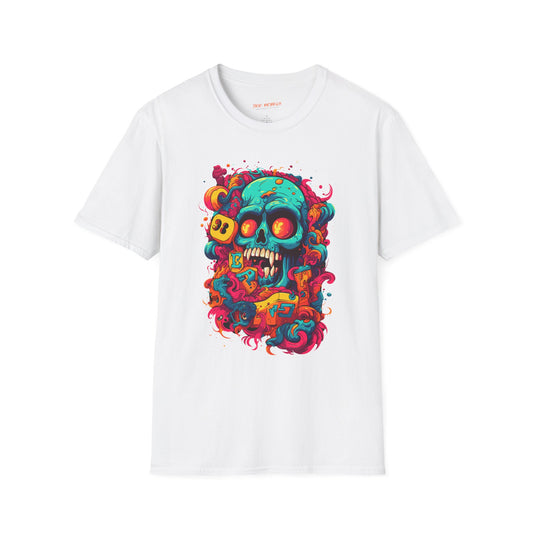 Psychedelic Skull Graphic Unisex Softstyle T-Shirt | Skull Rebel Frequency