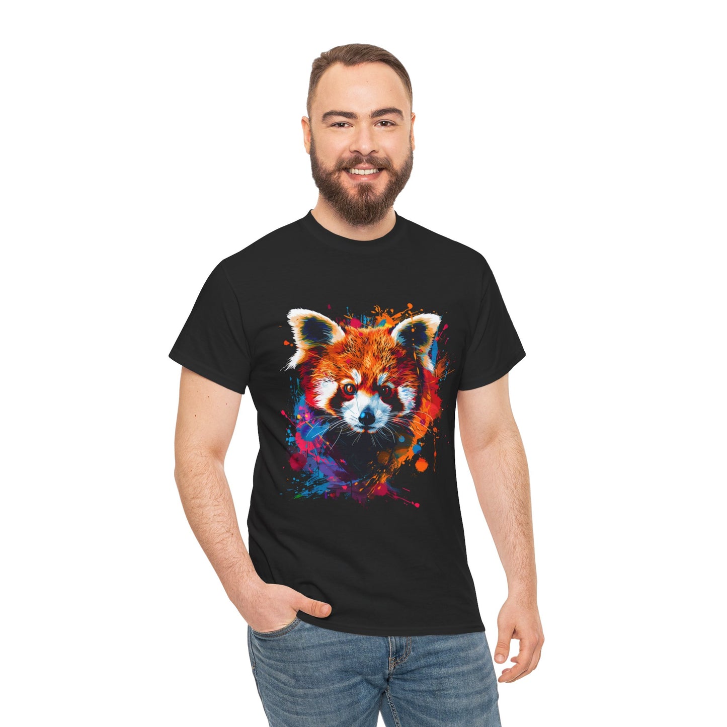 Colorful Red Panda Graphic Unisex Heavy Cotton Tee | Red Panda Rebel Frequency