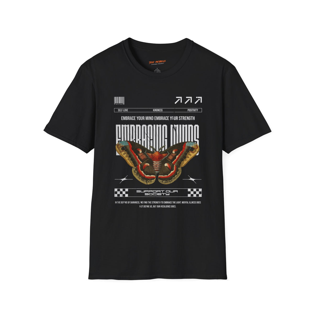 Embracing Minds Butterfly Spread Love Rose Graphic T-Shirt
