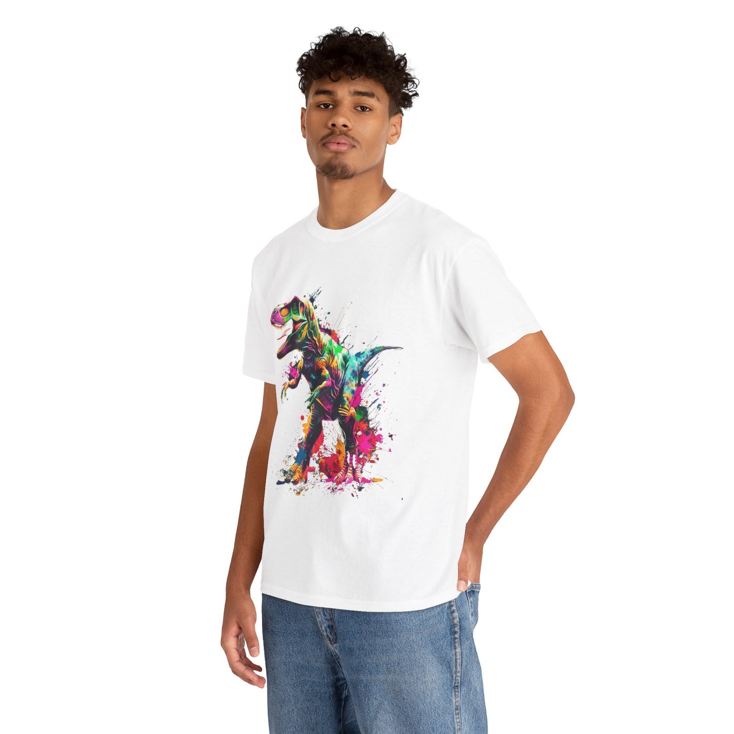 Dinosaur T-Rex Graphic Unisex Heavy Cotton Tee | T-Rex Rebel Frequency