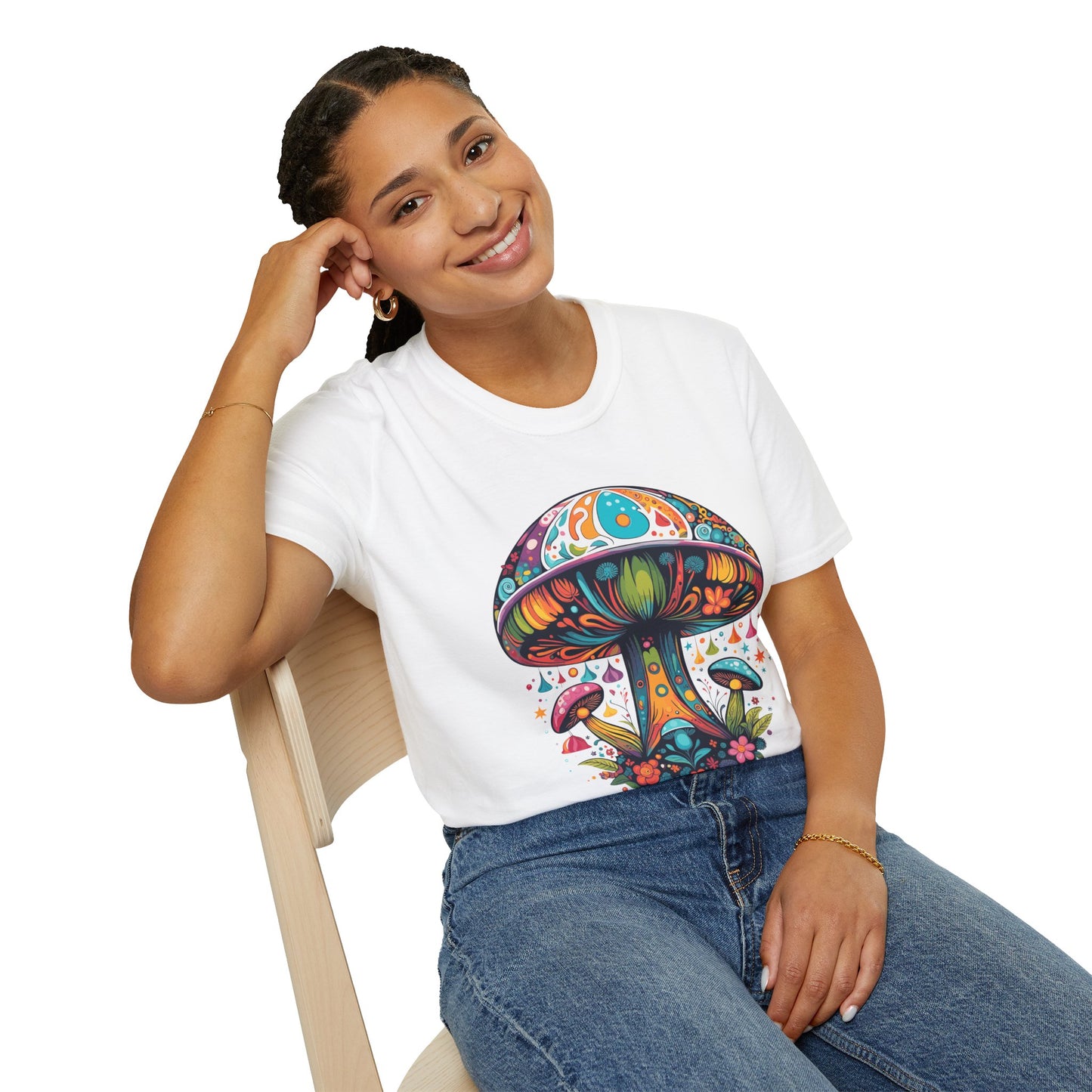 Psychedelic Mushroom Unisex Softstyle T-Shirt | Mush Rebel Frequency