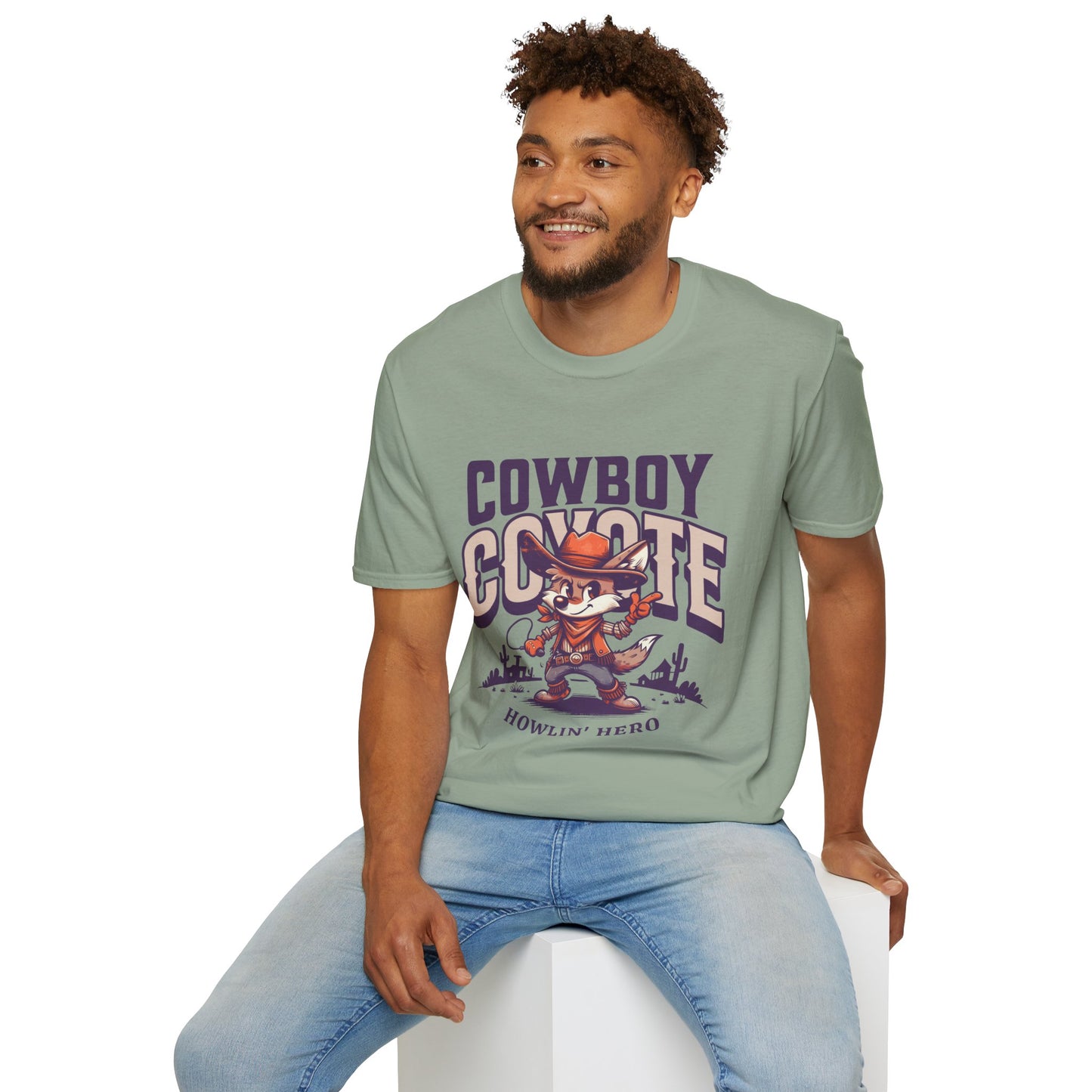 Cowboy Coyote Unisex Streetwear T-Shirt | Cowboy Graphic T-Shirt | Coyote Rebel Frequency