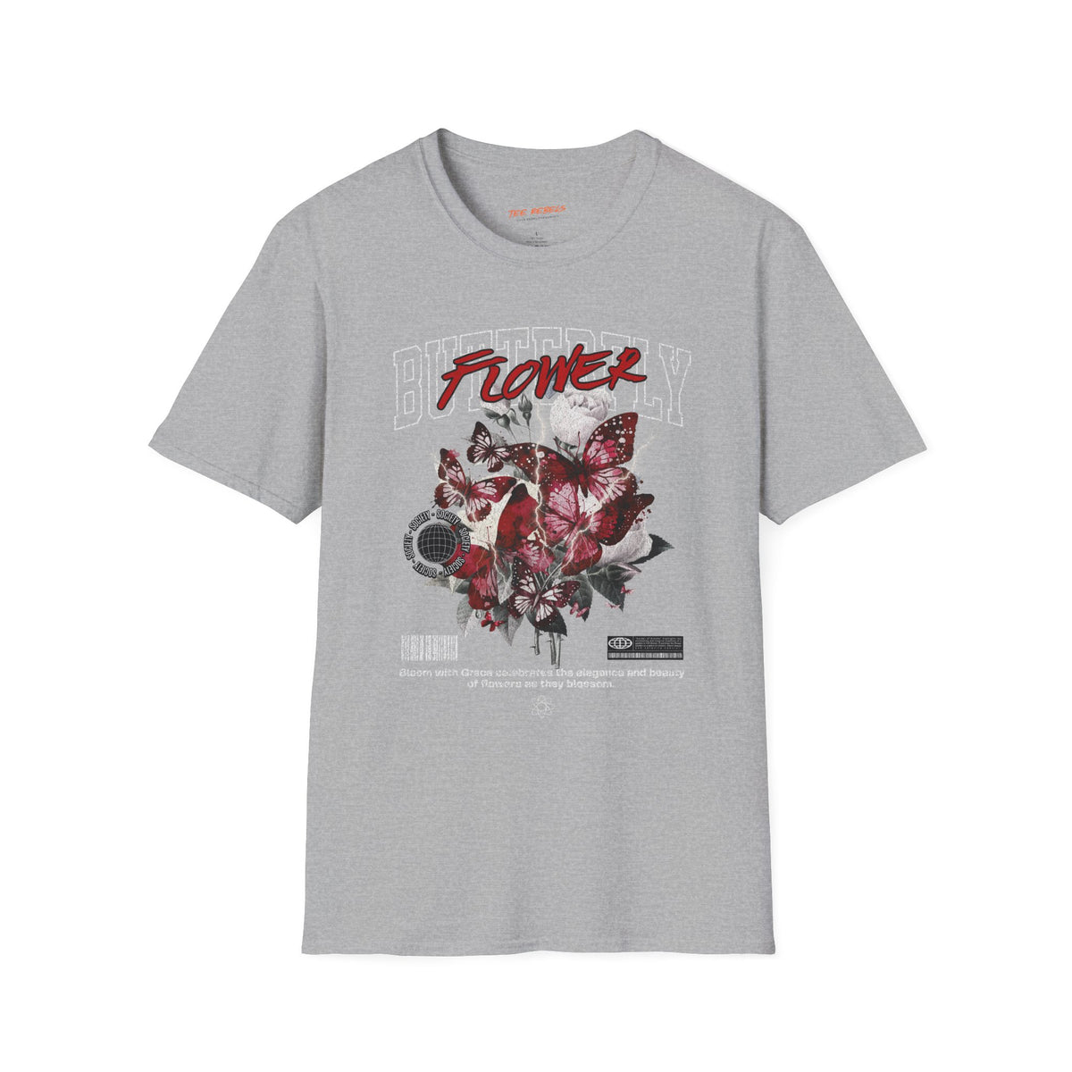 Butterfly Flower — Spread Love Rose Graphic T-Shirt