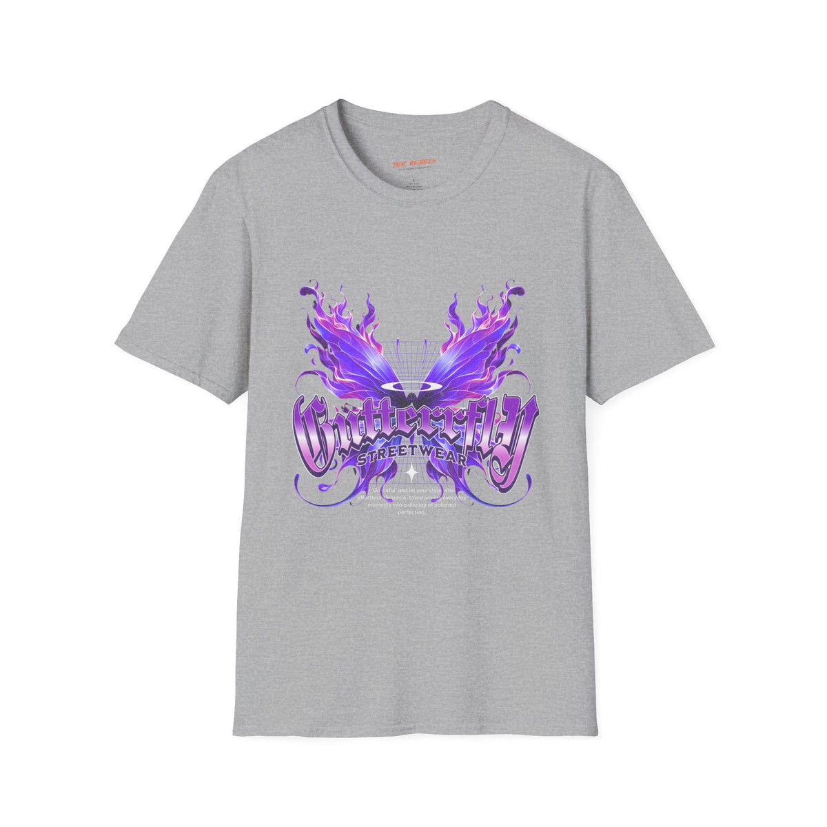 Butterfly Streetwear Graphic T-Shirt — Purple Flame & Spread Love Rose